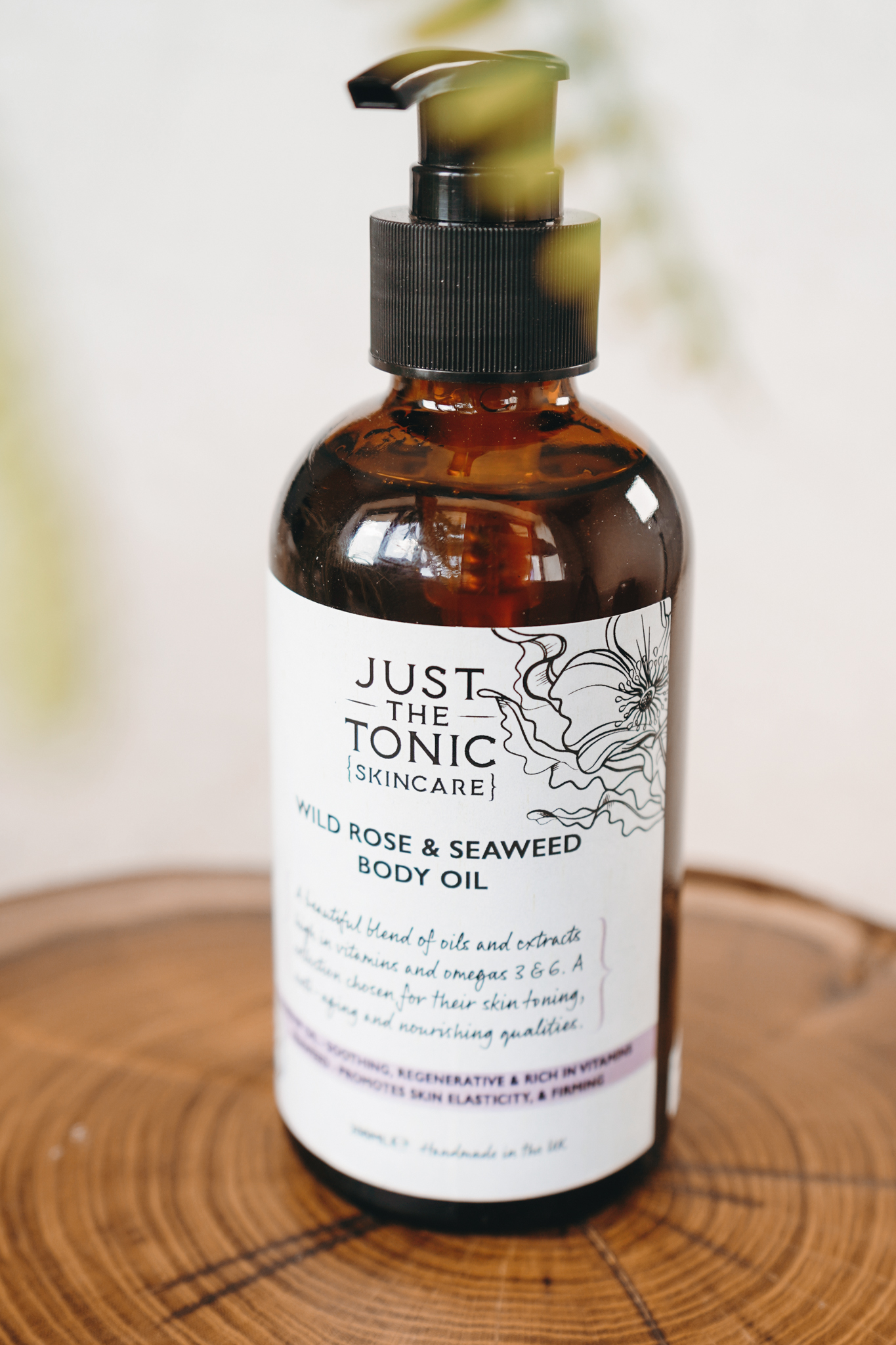 A bottle Just The Tonic Skincare Wild Rose Body